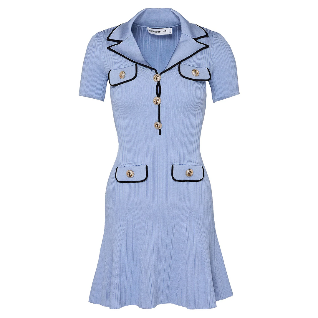Blue Viscose Rib Knit Mini Dress Club21.com Blue Viscose Rib Knit Mini Dress Club21.com