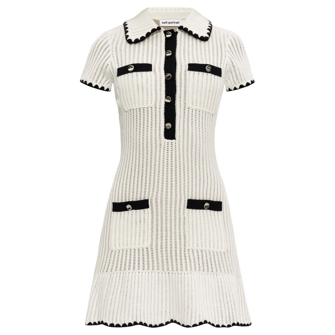 Cream Crochet Collared Mini Dress –