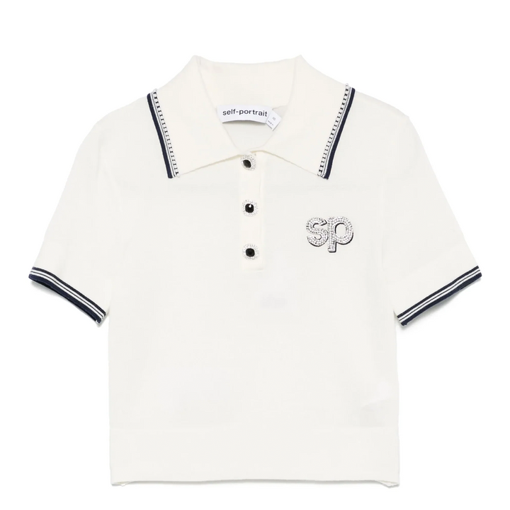 Cream Knit Sp Polo Top