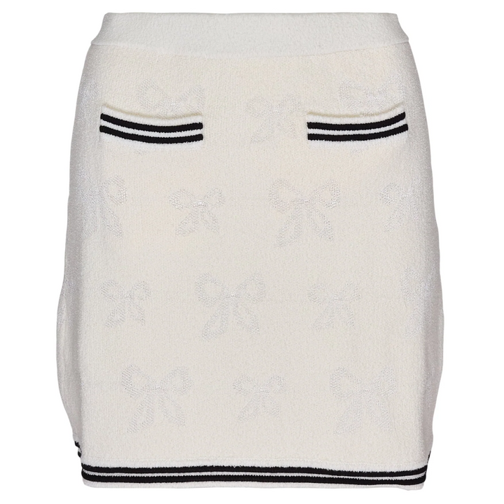 Cream Bow Jacquard Mini Skirt