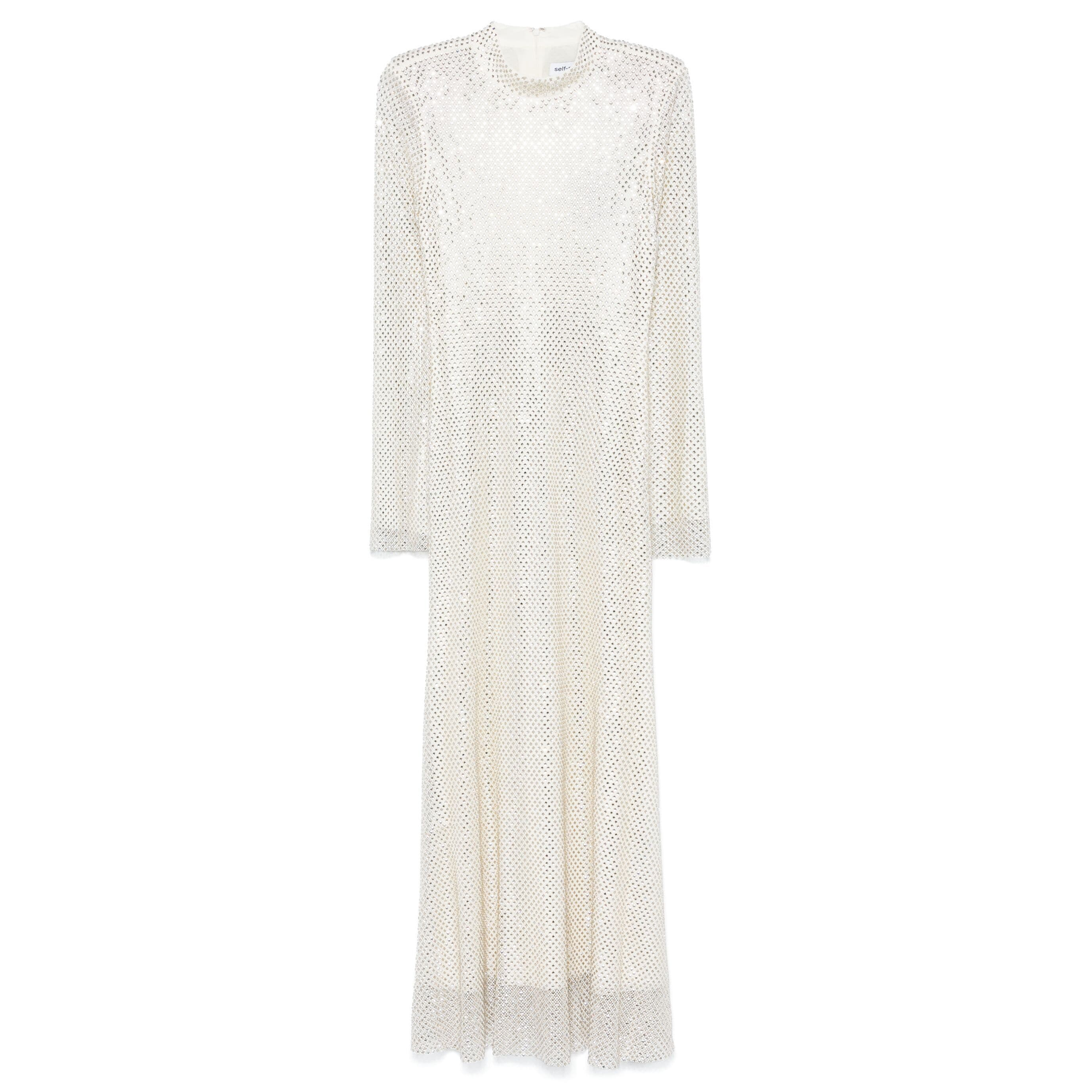 Cream Square Rhinestone Fishnet Maxi Dress – Club21.com