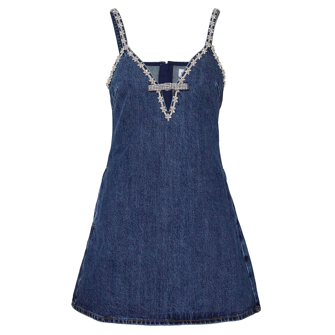 Denim Strappy Mini Dress