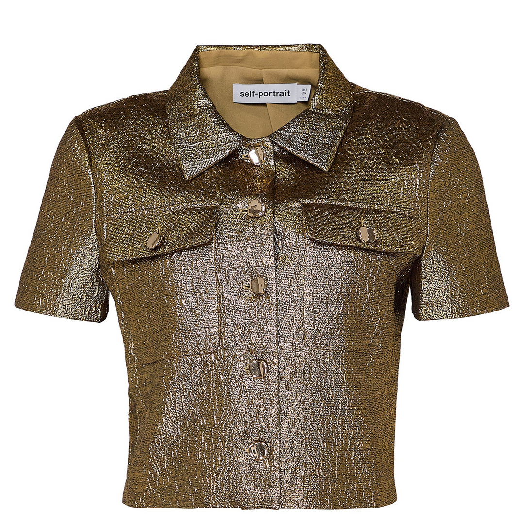 Gold Metallic Jacquard Top
