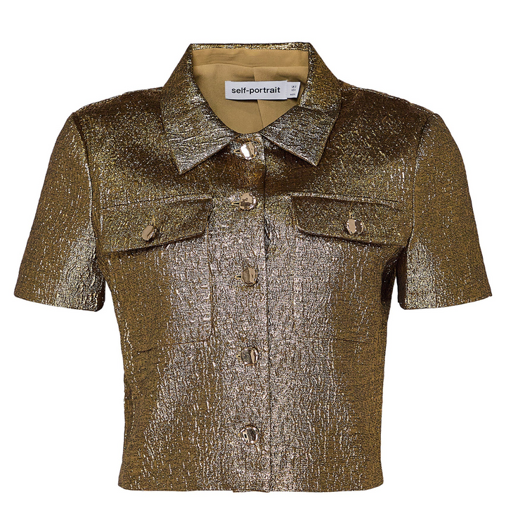Gold Metallic Jacquard Top