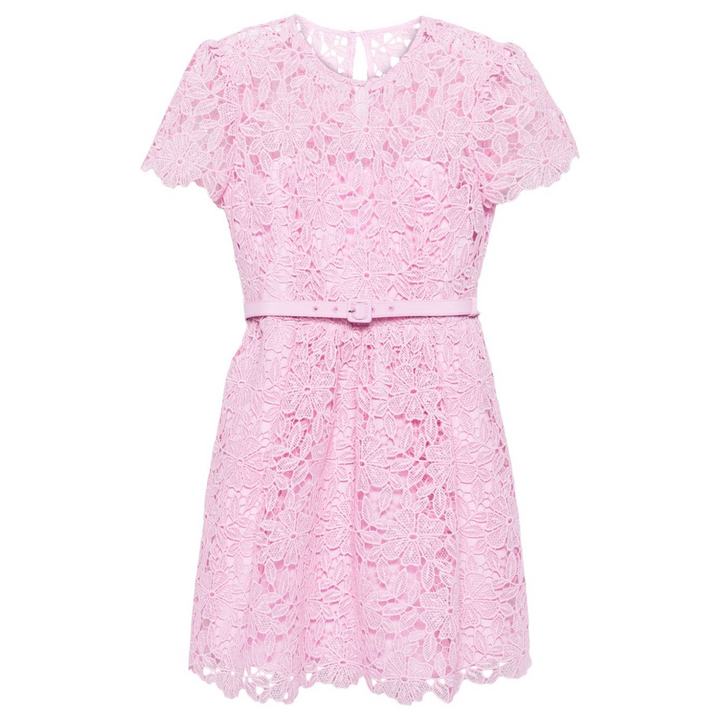 Pink Guipure Lace Mini Dress