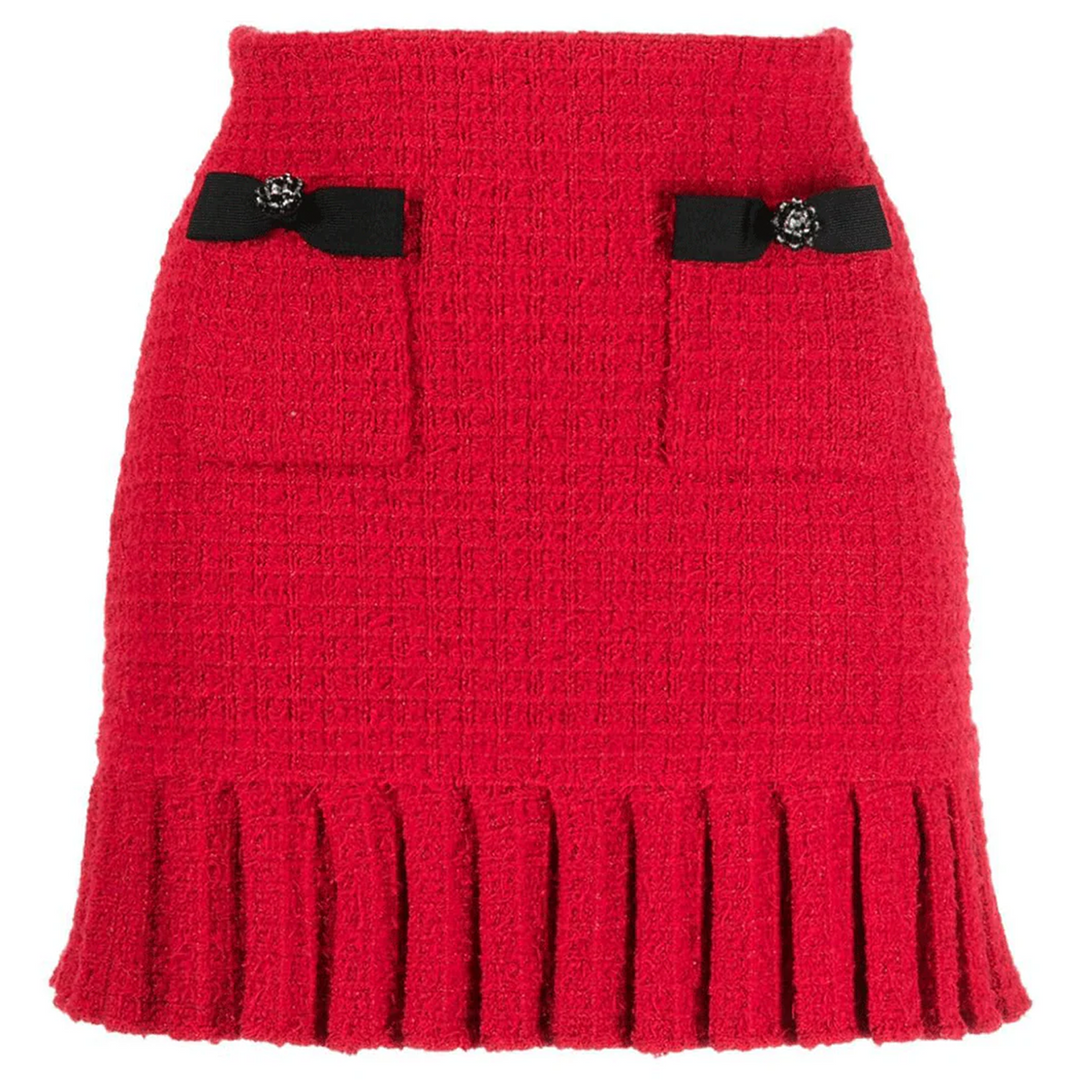 Red Knit Mini Skirt