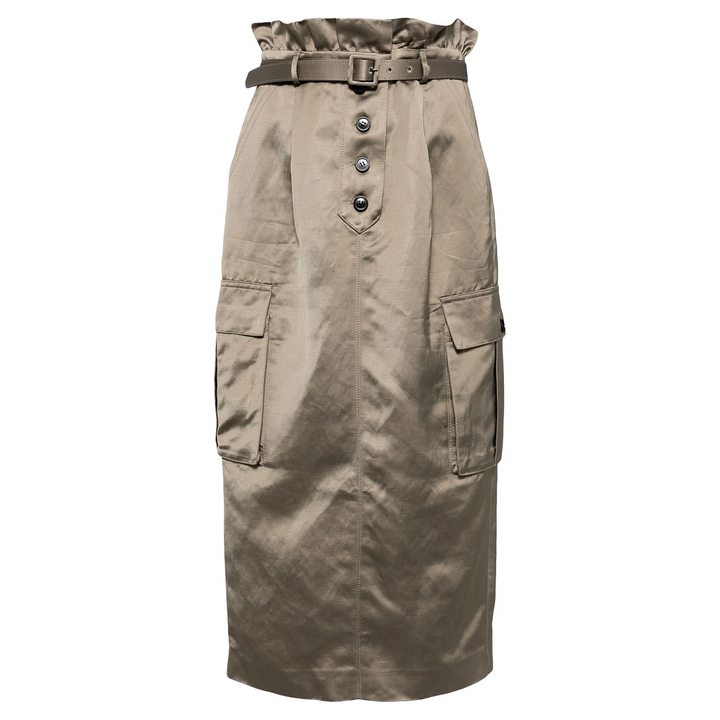 Satin Cargo Midi Skirt