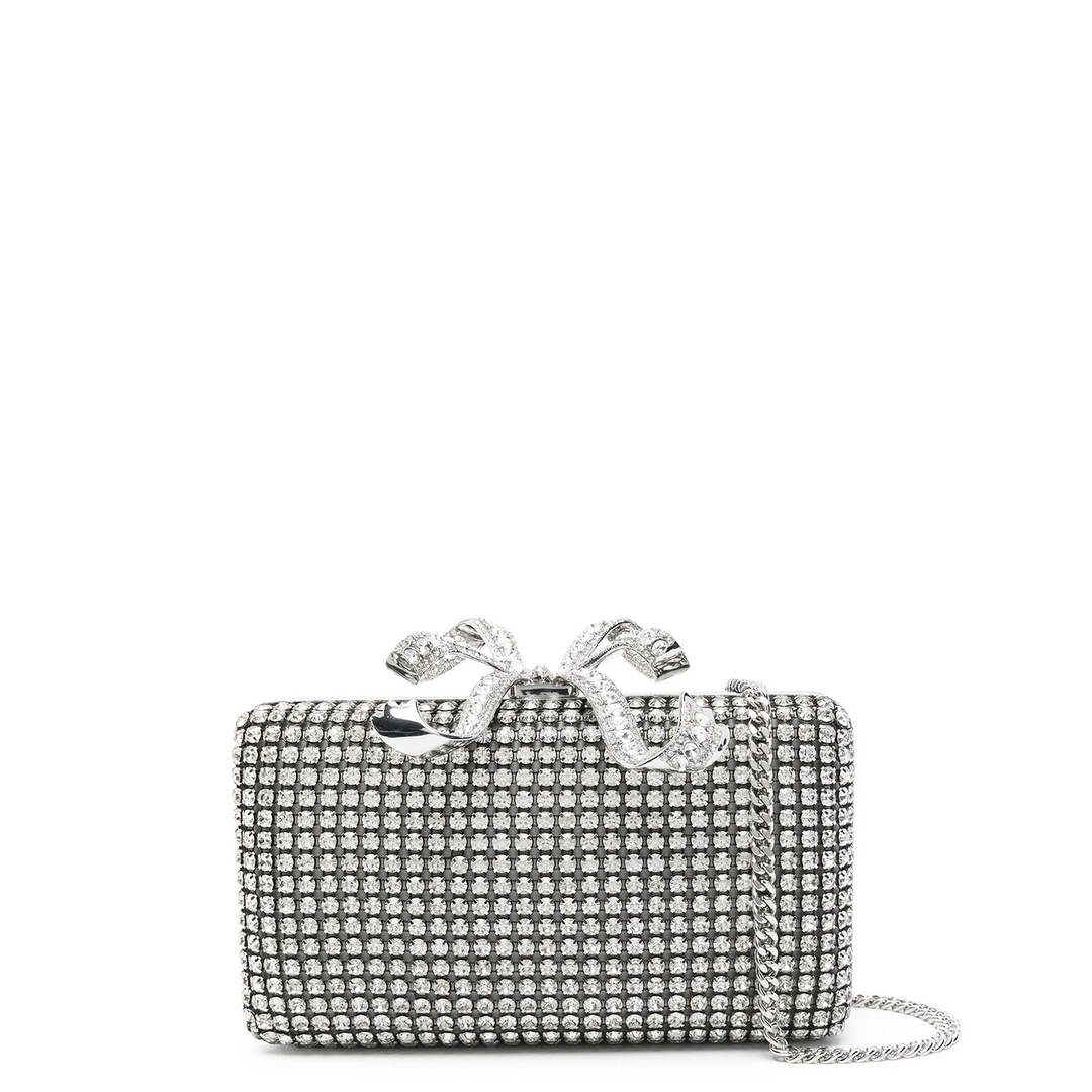 Silver Crystal Box Clutch