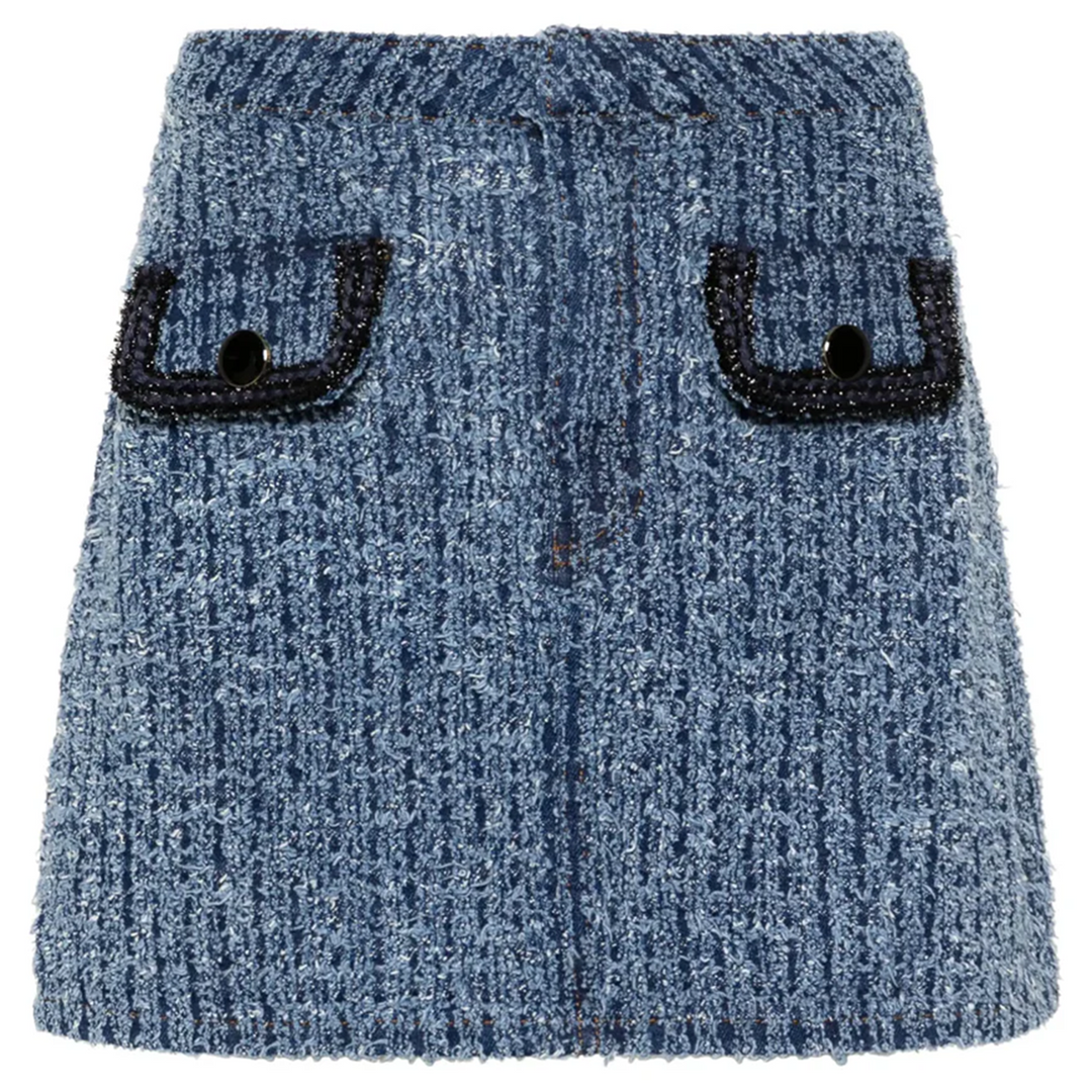 Textured Denim Mini Skirt