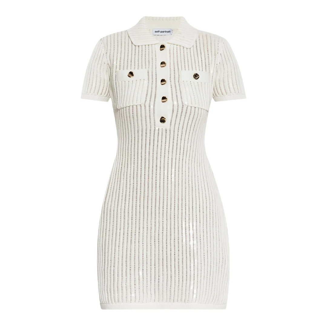 White Sequin Crochet Mini Dress