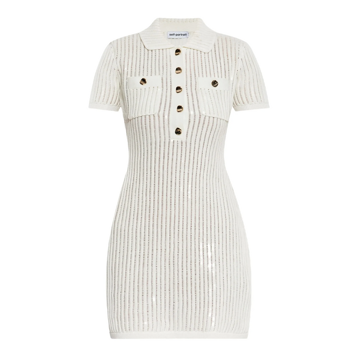 White Sequin Crochet Mini Dress