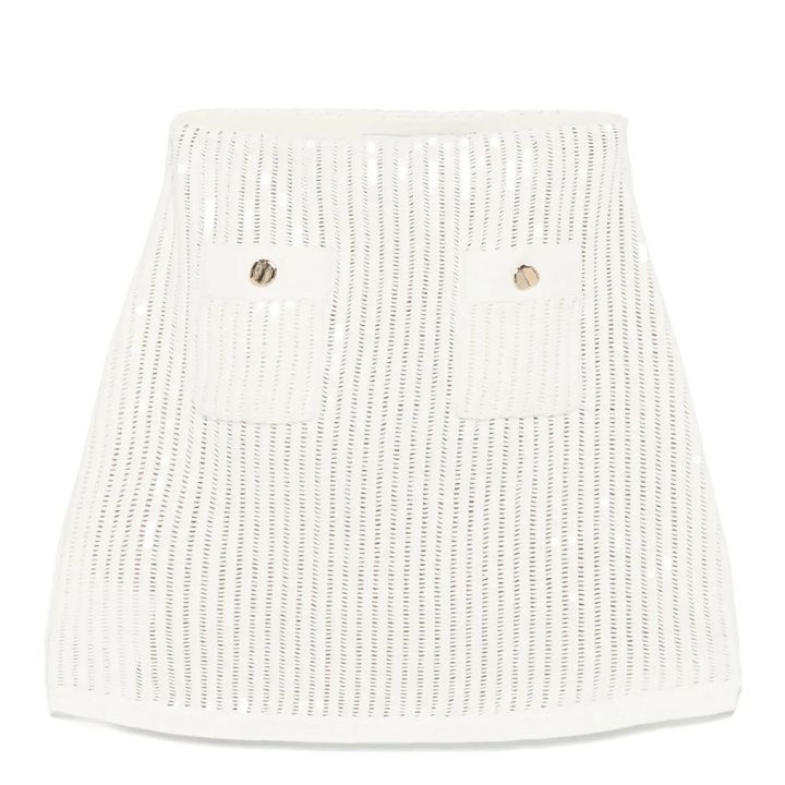 White Sequin Crochet Mini Skirt