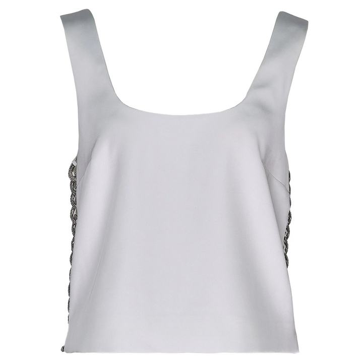 White Bonded Satin Vest