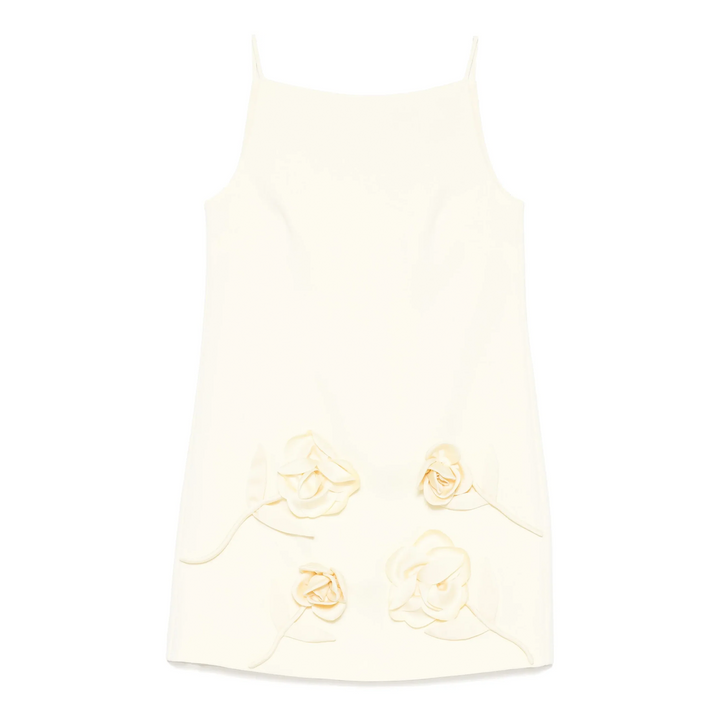 Yellow Crepe Flower Mini Dress