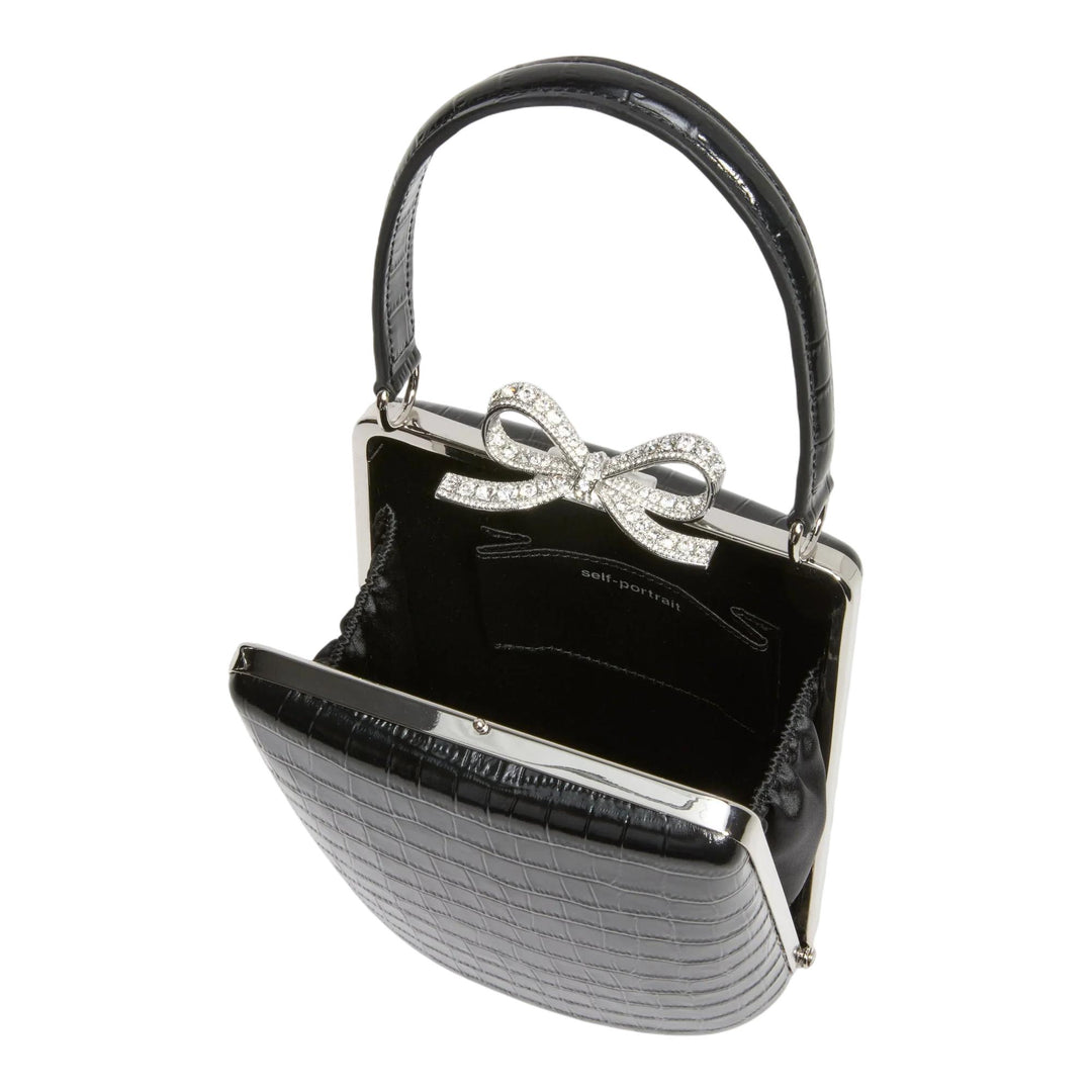 Club21 - Self-Portrait - Black Croc Mini Bag - HANDBAGS - Black