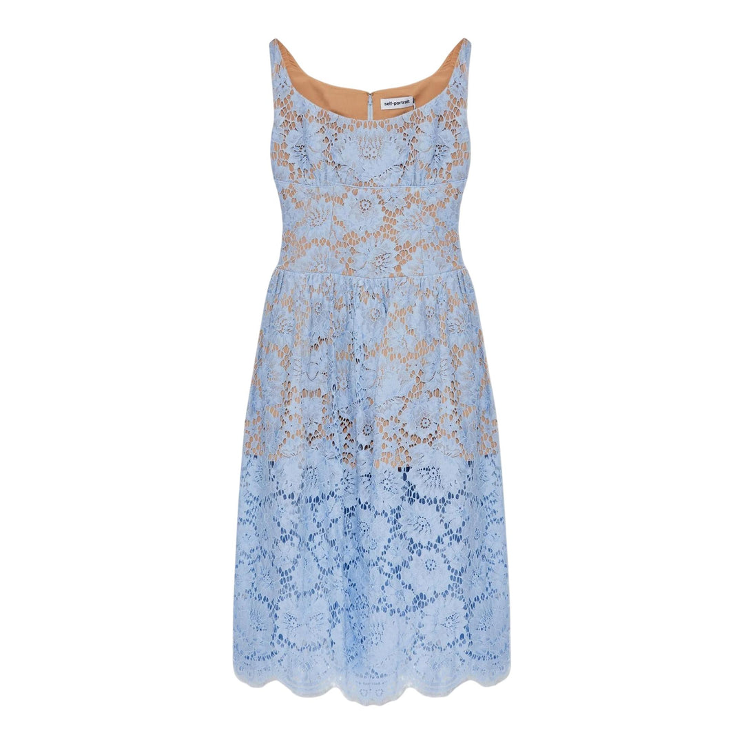 Club21 - Self-Portrait - Blue Floral Lace Midi Dress - WOVEN DRESSES - Light Blue