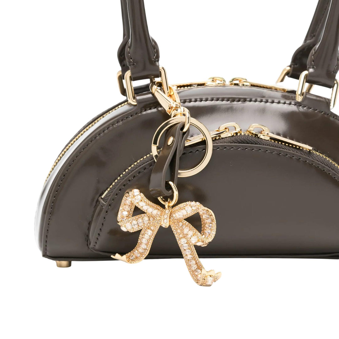 Club21 - Self-Portrait - Brown Leather Mini Shoulder Bag With Charm - HANDBAGS - Dark Brown