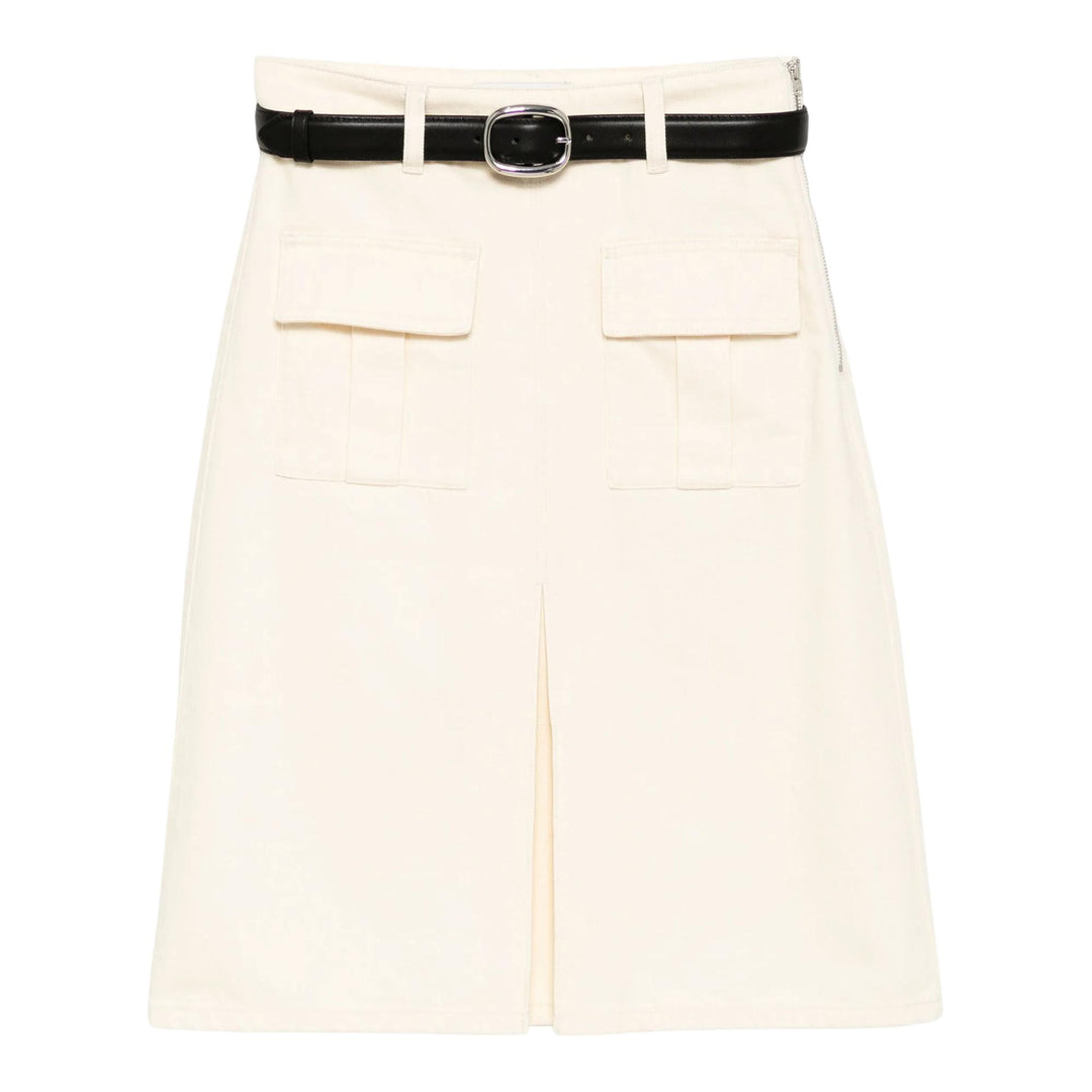 Club21 - Self-Portrait - Cream Denim Midi Skirt - SKIRTS - Off-White