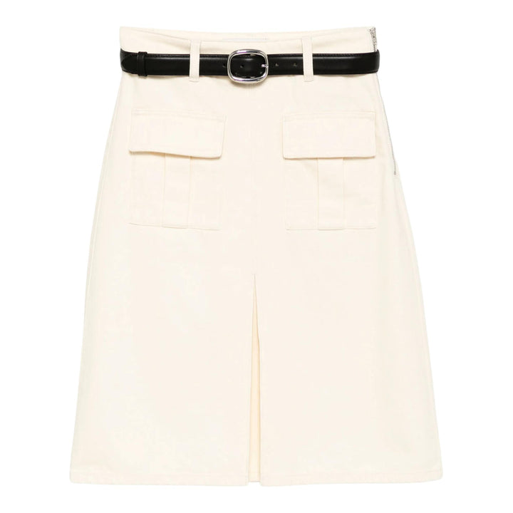 Club21 - Self-Portrait - Cream Denim Midi Skirt - SKIRTS - Off-White