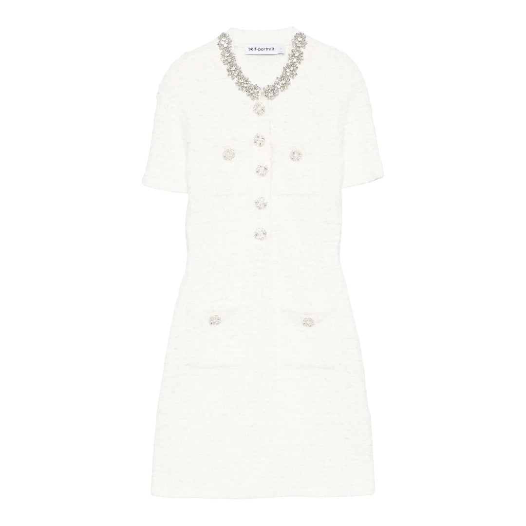 Cream Textured Knit Mini Dress | Self-Portrait Cream Textured Knit Mini Dress | Self-Portrait