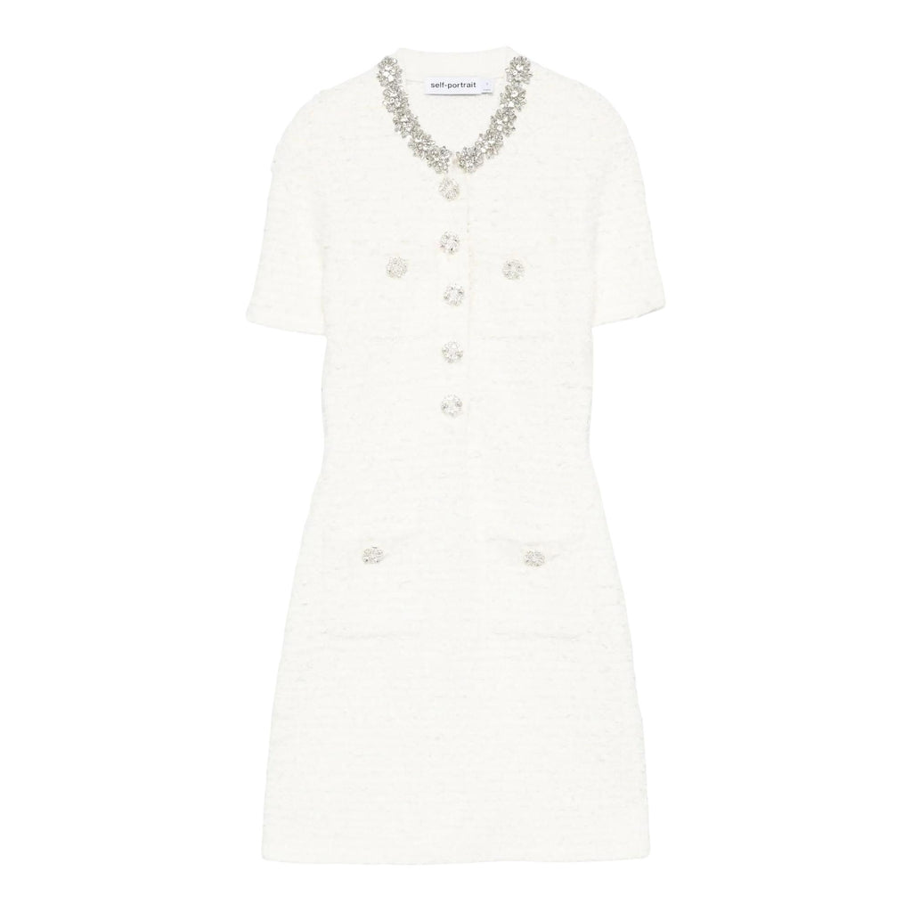 Cream Textured Knit Mini Dress