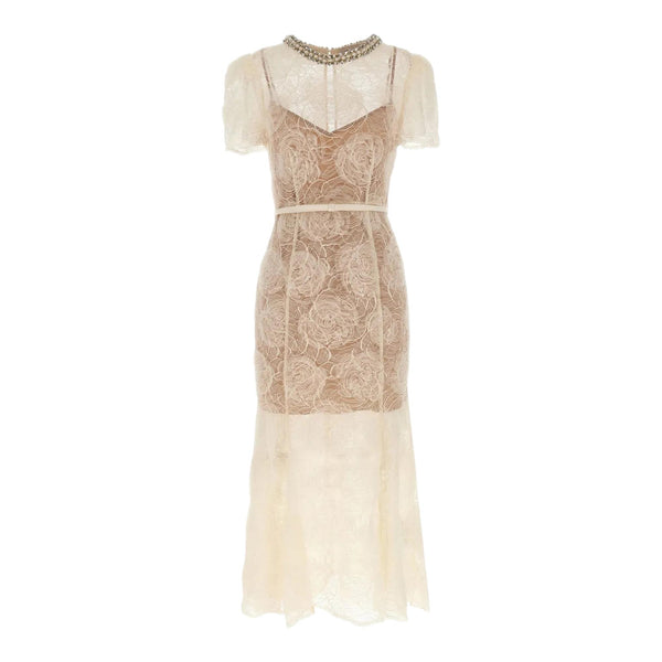self portrait cream tulle lace midi dress Cream Tulle Lace Midi Dress Club21.com