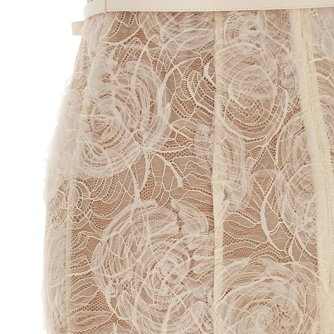 self portrait cream tulle lace midi dress Cream Tulle Lace Midi Dress