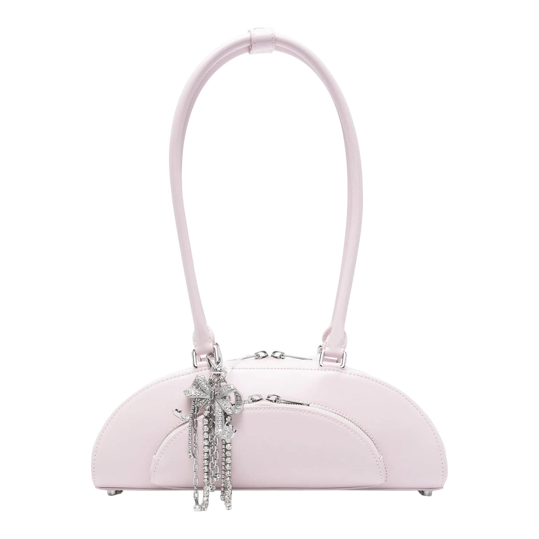 Club21 - Self-Portrait - Lilac Leather Curved Charm Shoulder Bag - SHOULDER BAGS - Lilac