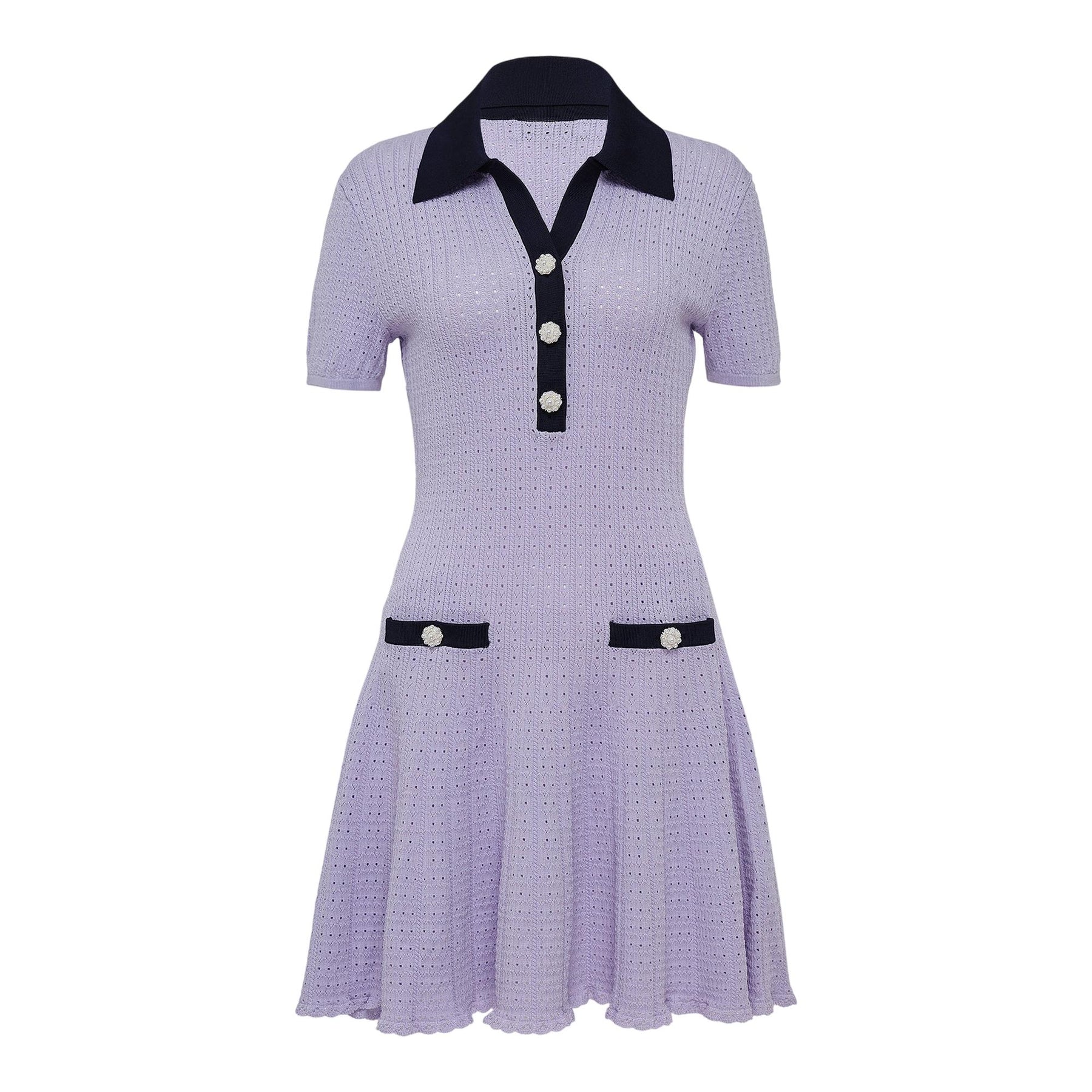 lavender pointelle knit mini dress LoveShackFancy Lavender Dress | Black | Size XXS