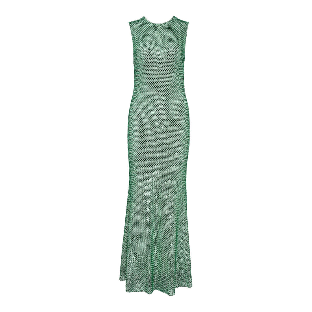 Club21 - Self-Portrait - Mint Rhinestone Mesh Midi Dress - WOVEN DRESSES - Green