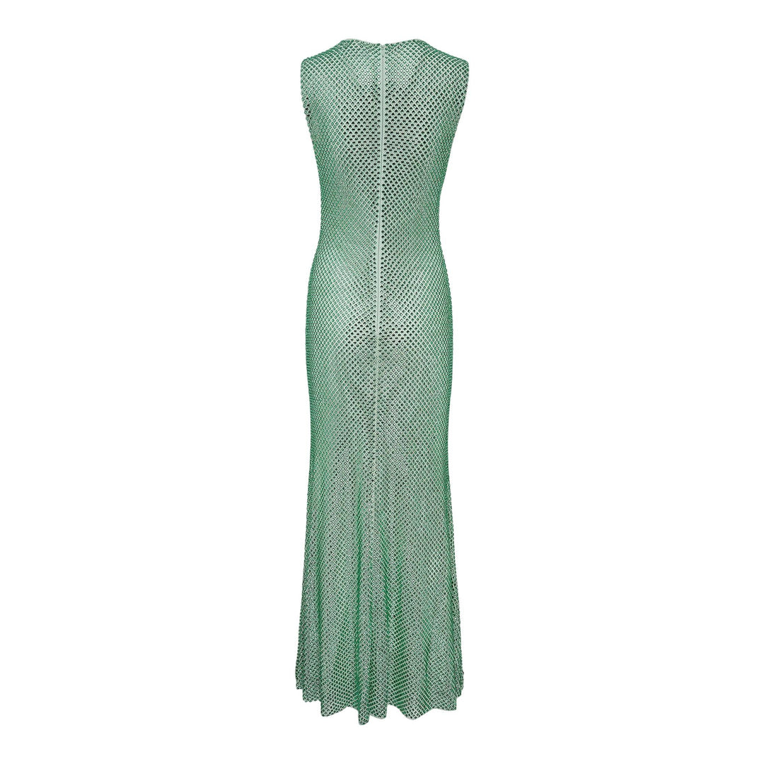Club21 - Self-Portrait - Mint Rhinestone Mesh Midi Dress - WOVEN DRESSES - Green