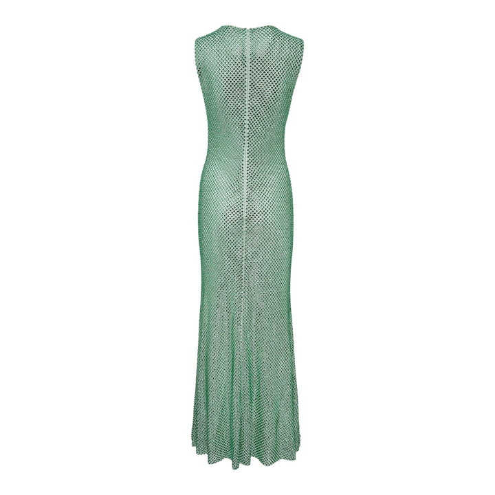 Club21 - Self-Portrait - Mint Rhinestone Mesh Midi Dress - WOVEN DRESSES - Green