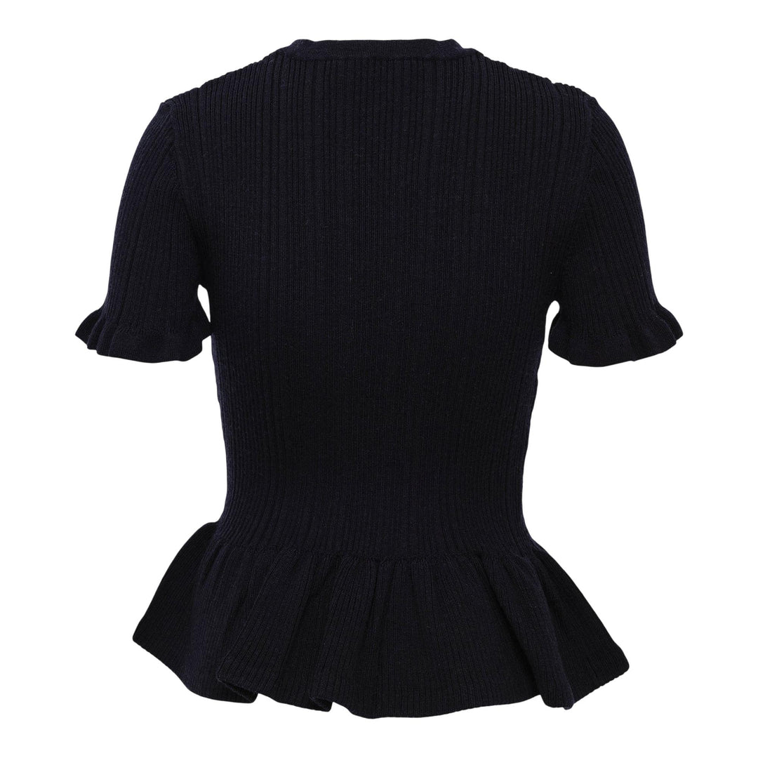 Club21 - Self-Portrait - Navy Asymmetric Knit Top - KNIT TOPS - Navy