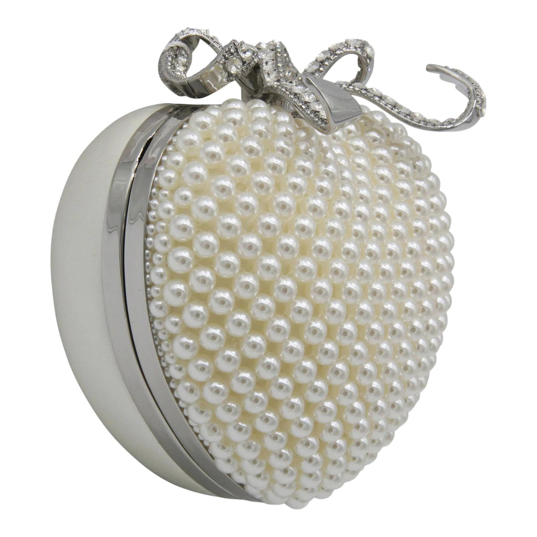 Club21 - Self-Portrait - Pearl Heart Clutch Bag - CLUTCH BAGS - Off-White