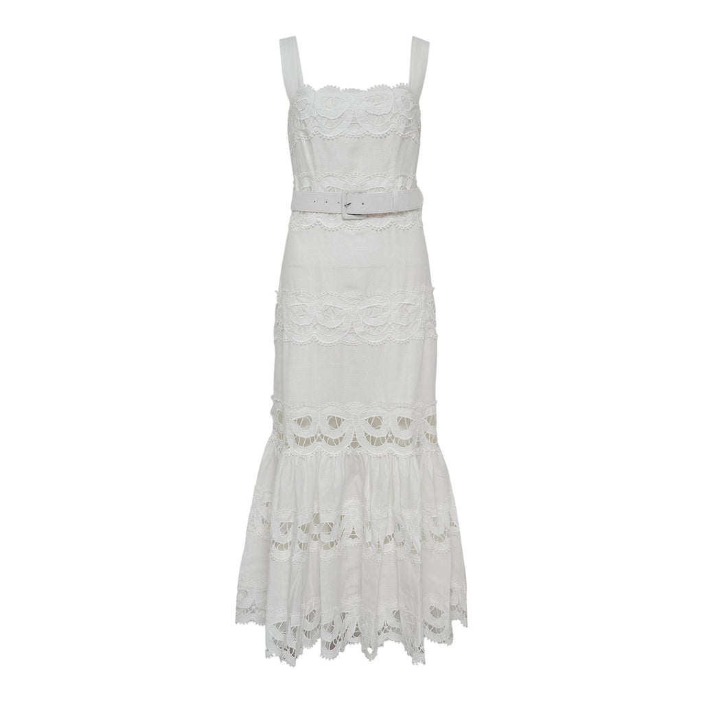 Lace Insert Midi Dress