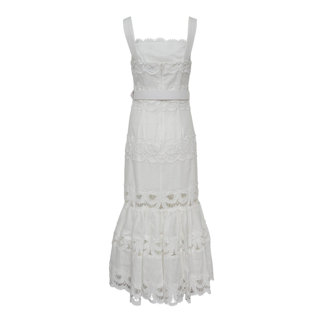 self portrait white lace dress Lace Insert Midi Dress | Self-Portrait