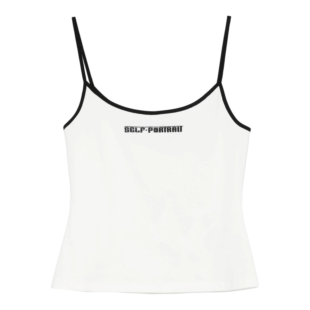 Club21 - Self-Portrait - White Vest With Black Logo - TANK TOPS - White