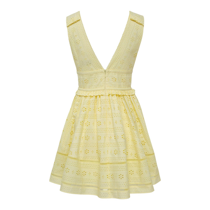 Club21 - Self-Portrait - Yellow Cotton Broderie Mini Dress - WOVEN DRESSES - Yellow