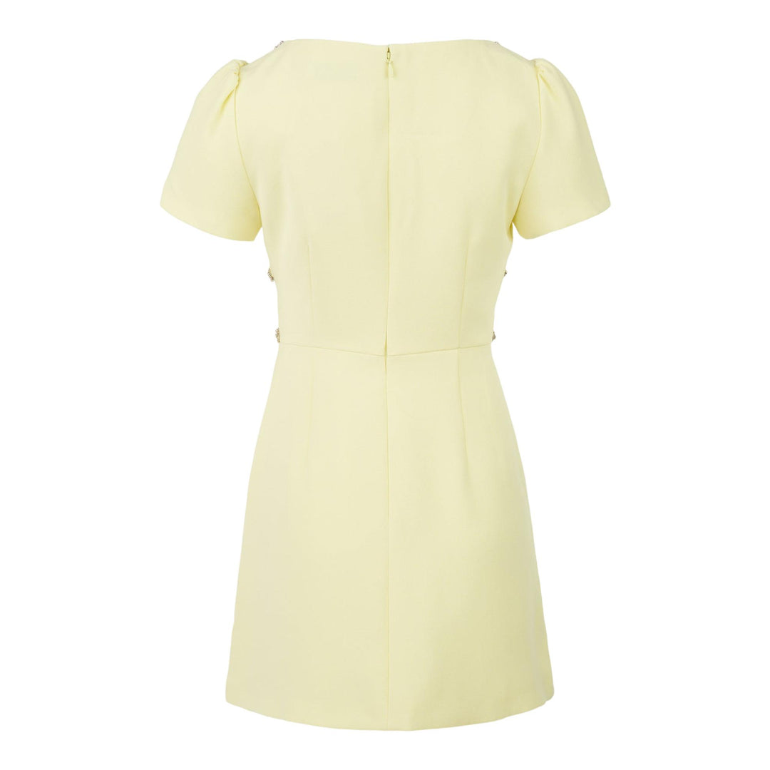 self portrait yellow dress Yellow Crepe Crystal Trim Mini Dress | Self-Portrait
