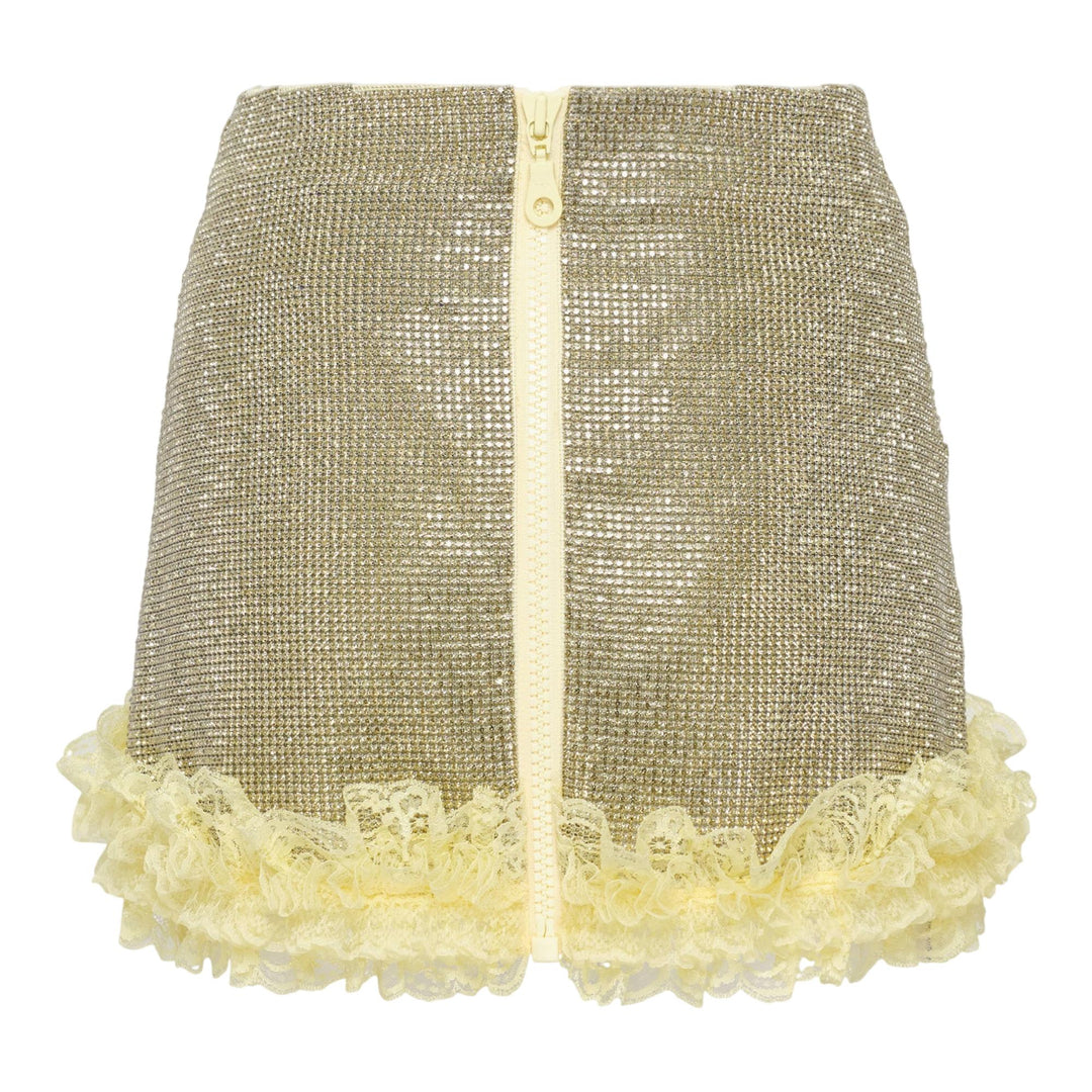 Club21 - Self-Portrait - Yellow Crystal Fishnet Mini Skirt - SKIRTS - Yellow