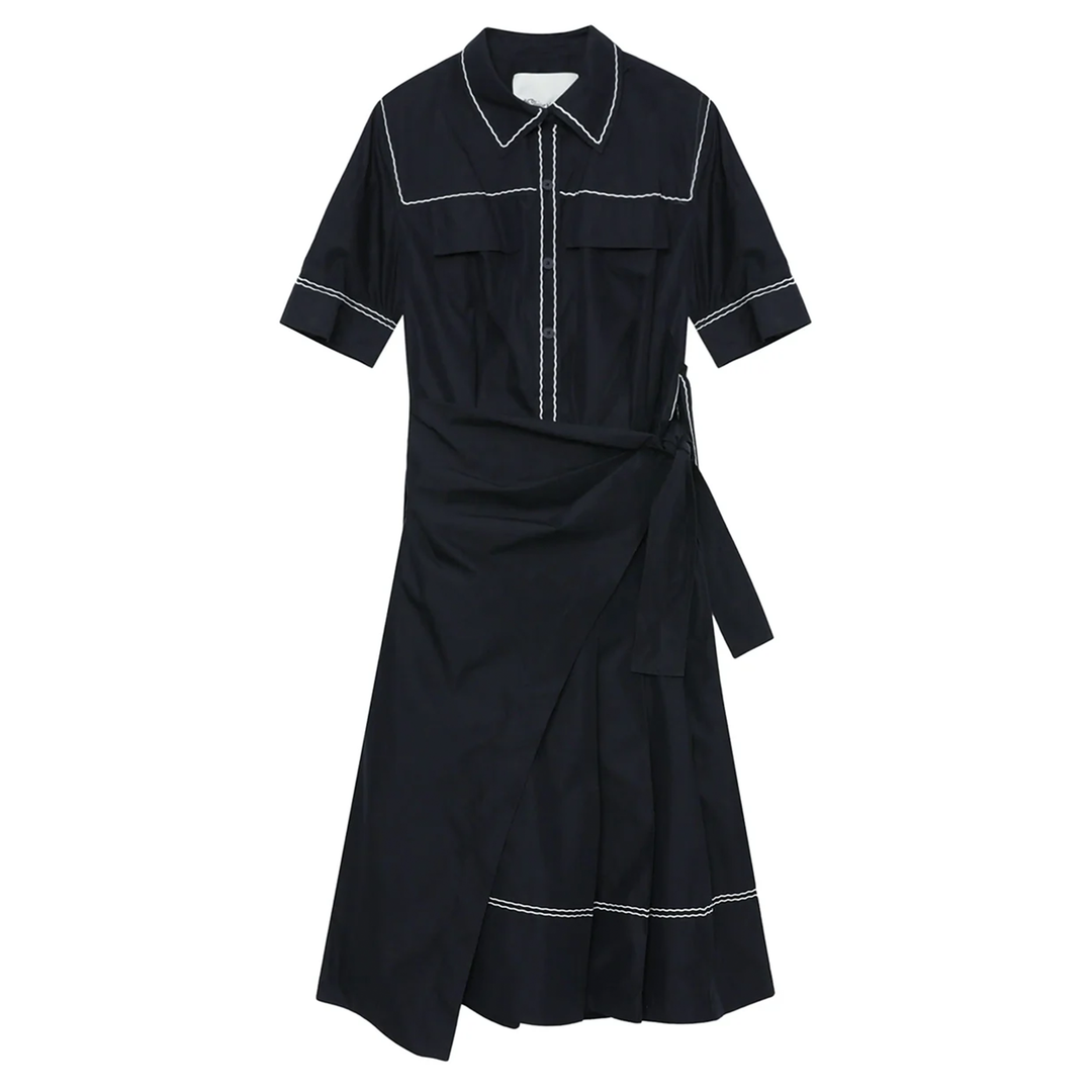 Shirt Dress With Wave Stitch