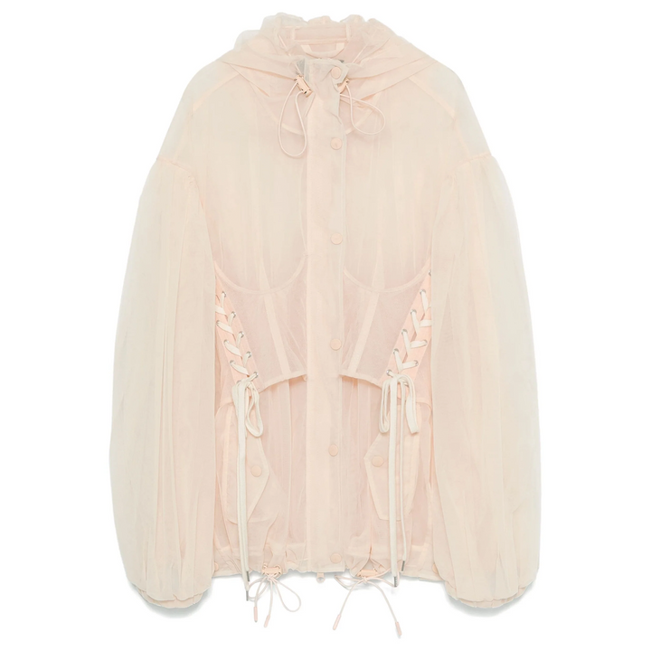 Embellished Sheer Corset Parka