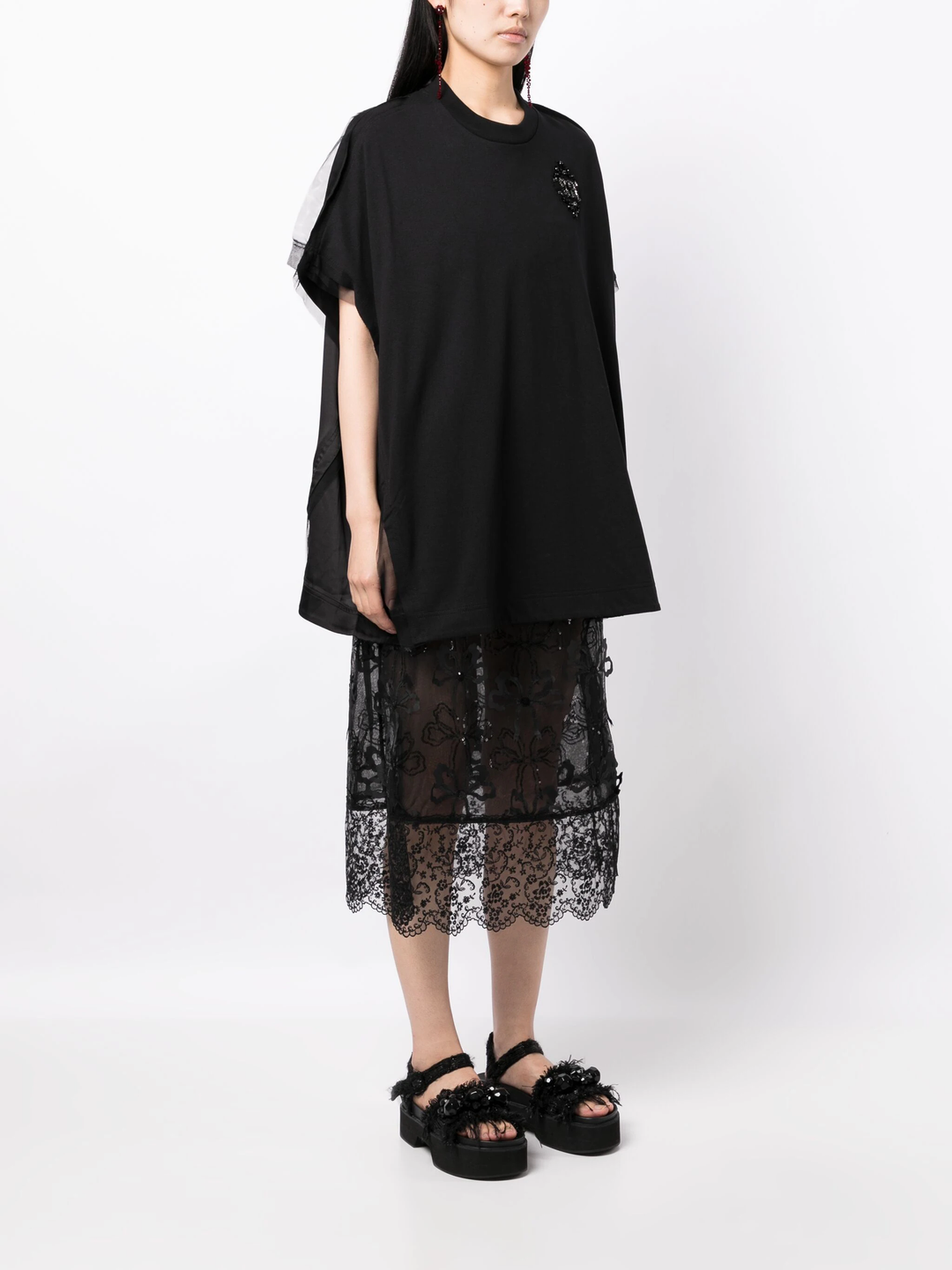 Simone-Rocha-Oversized-T-Shirt-Mini-Dress-Black-3