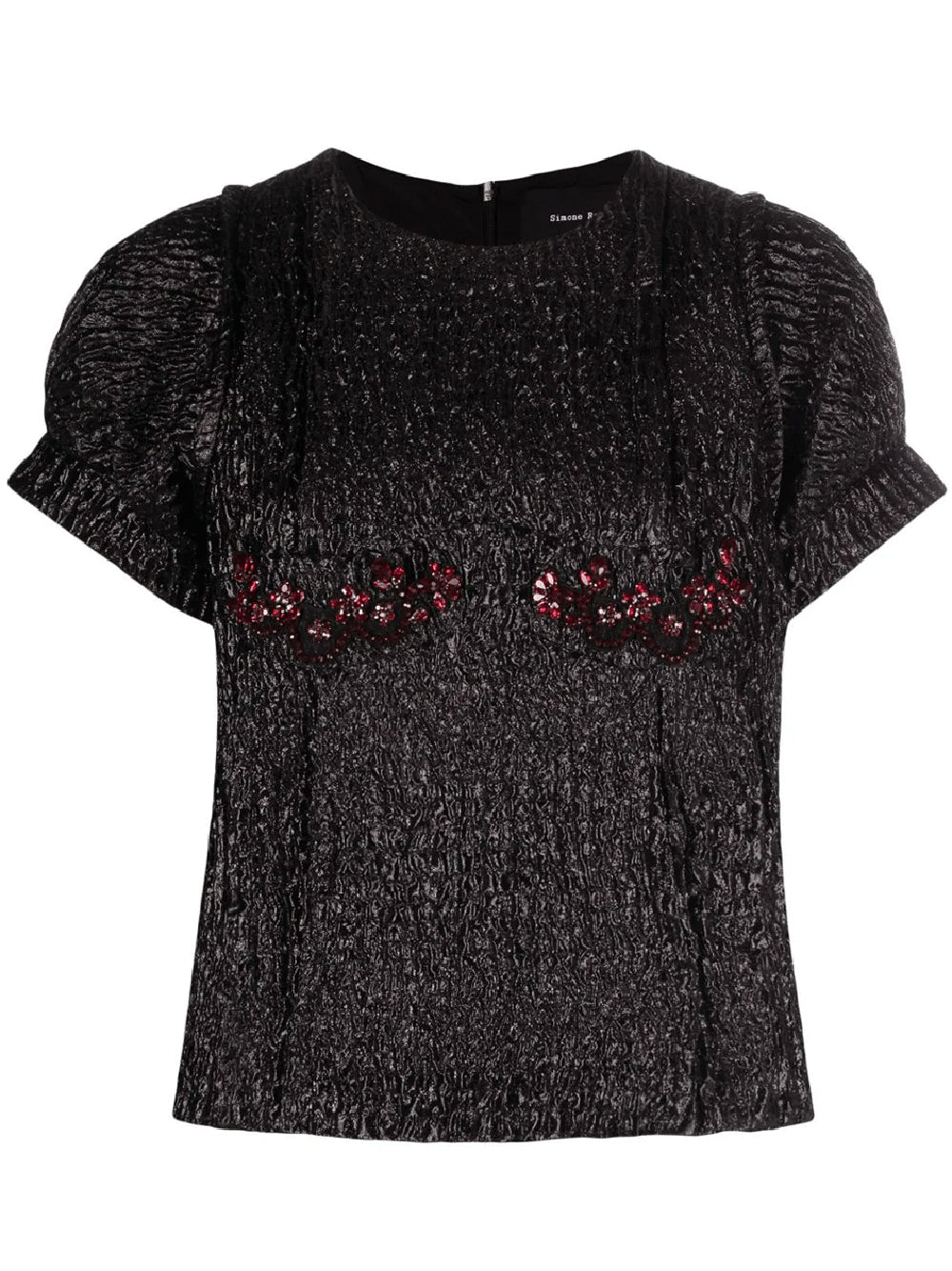 Simone-Rocha-Short-Puff-Sleeve-Fitted-Top-Black-1