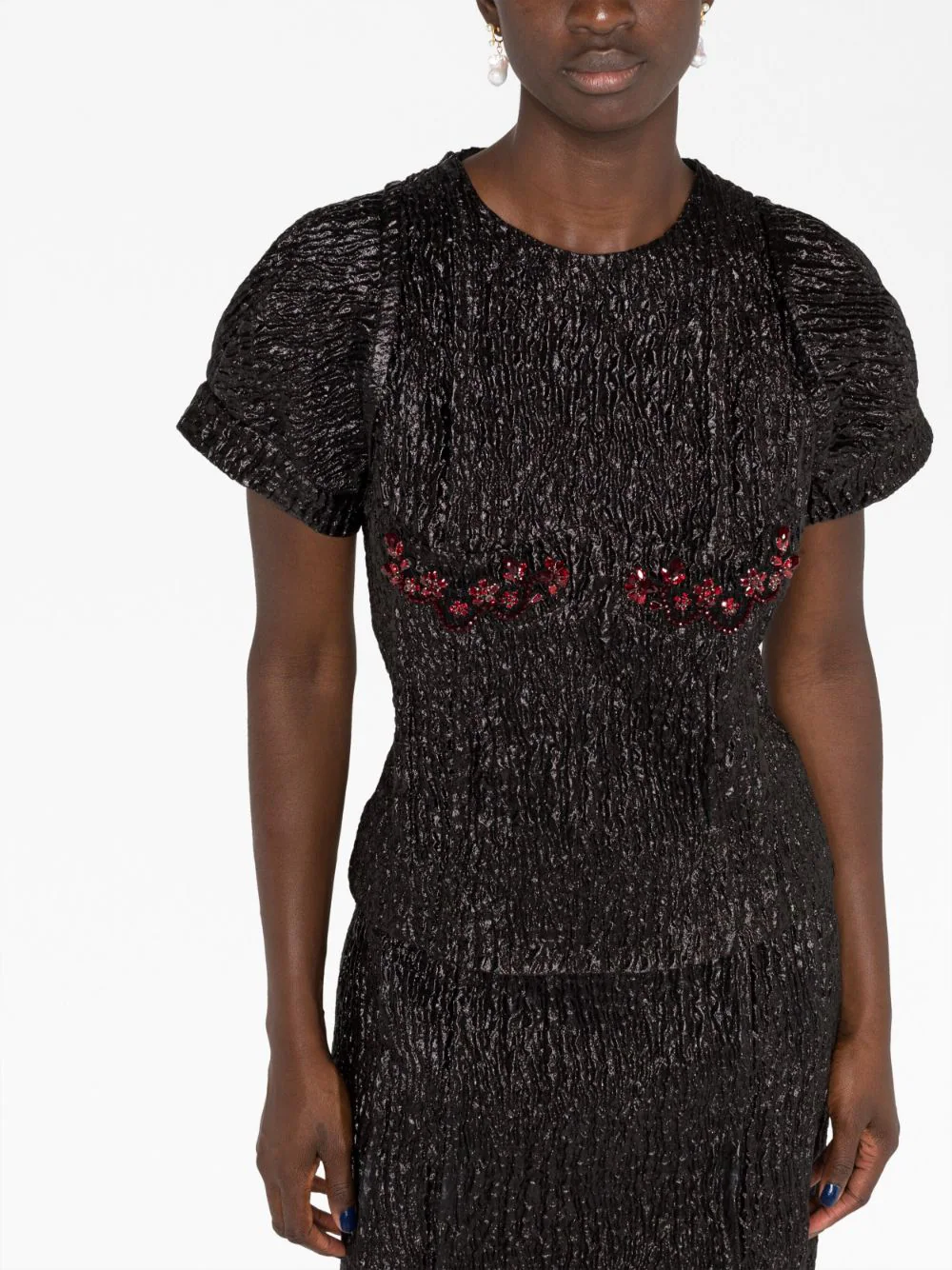 Simone-Rocha-Short-Puff-Sleeve-Fitted-Top-Black-5