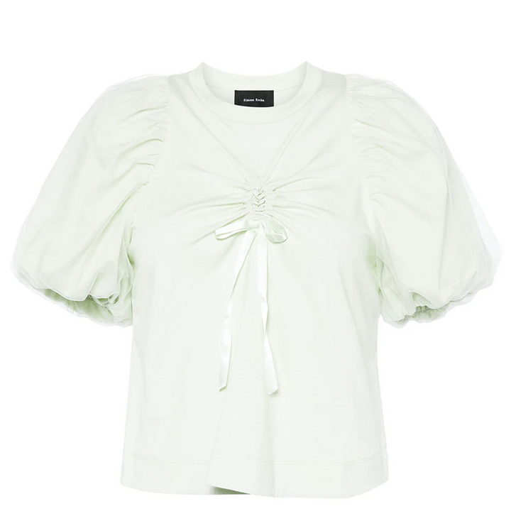 Cropped Ruched Bow T-Shirt