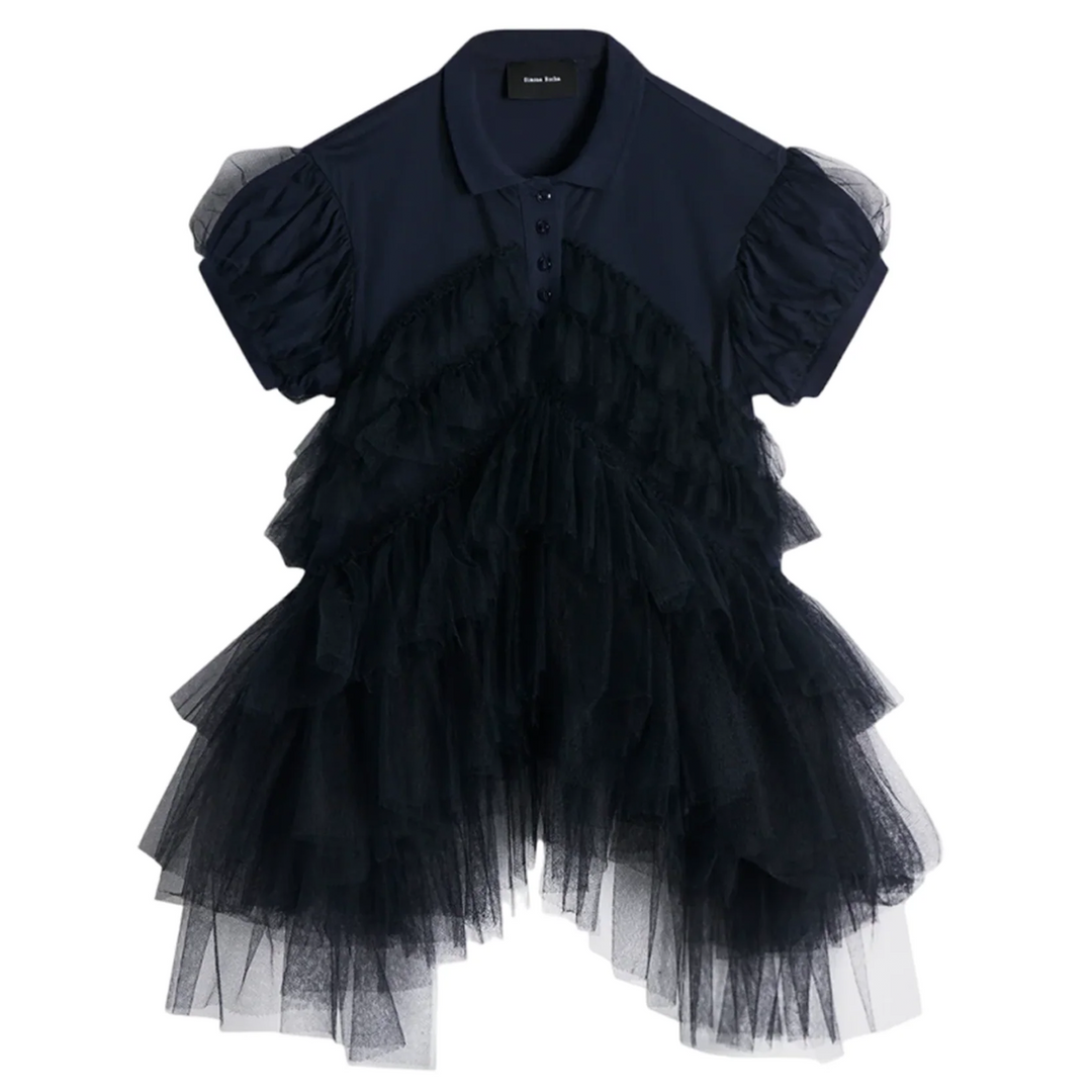 Puff Sleeve Tulle Frill Polo