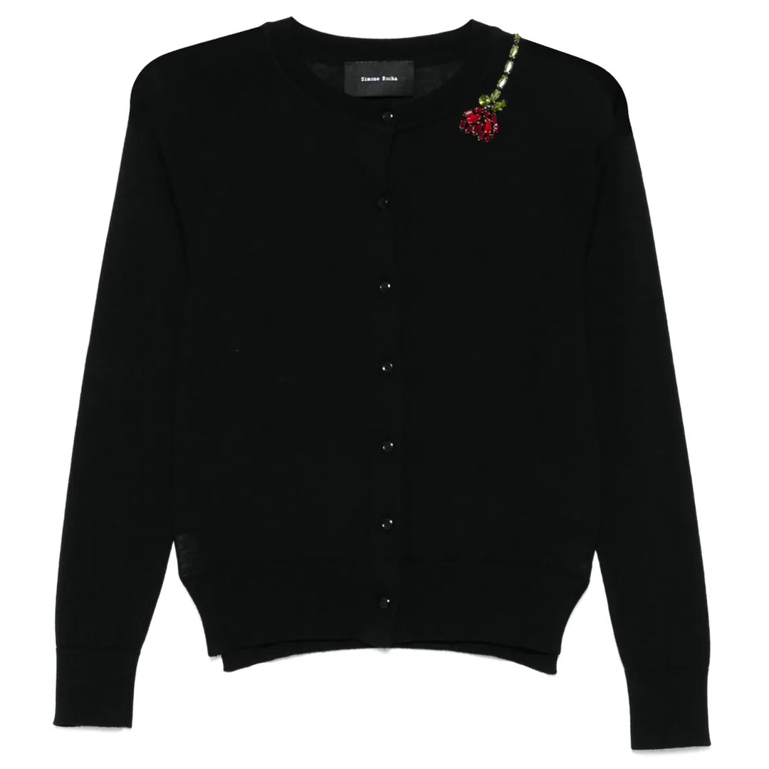 Simone_Rocha_Classic_Long_Sleeve_Cardigan_Black