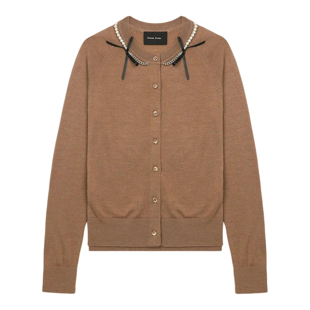 Club21 - Simone Rocha - Classic Long Sleeve Cardigan - CARDIGANS - Brown
