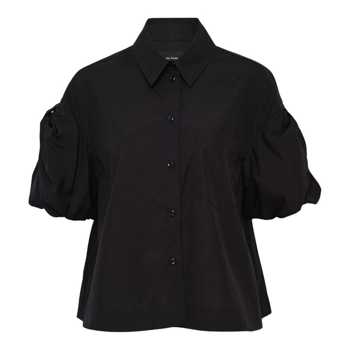 Club21 - Simone Rocha - Cropped Puff Bow Sleeve Shirt - BLOUSES - Black